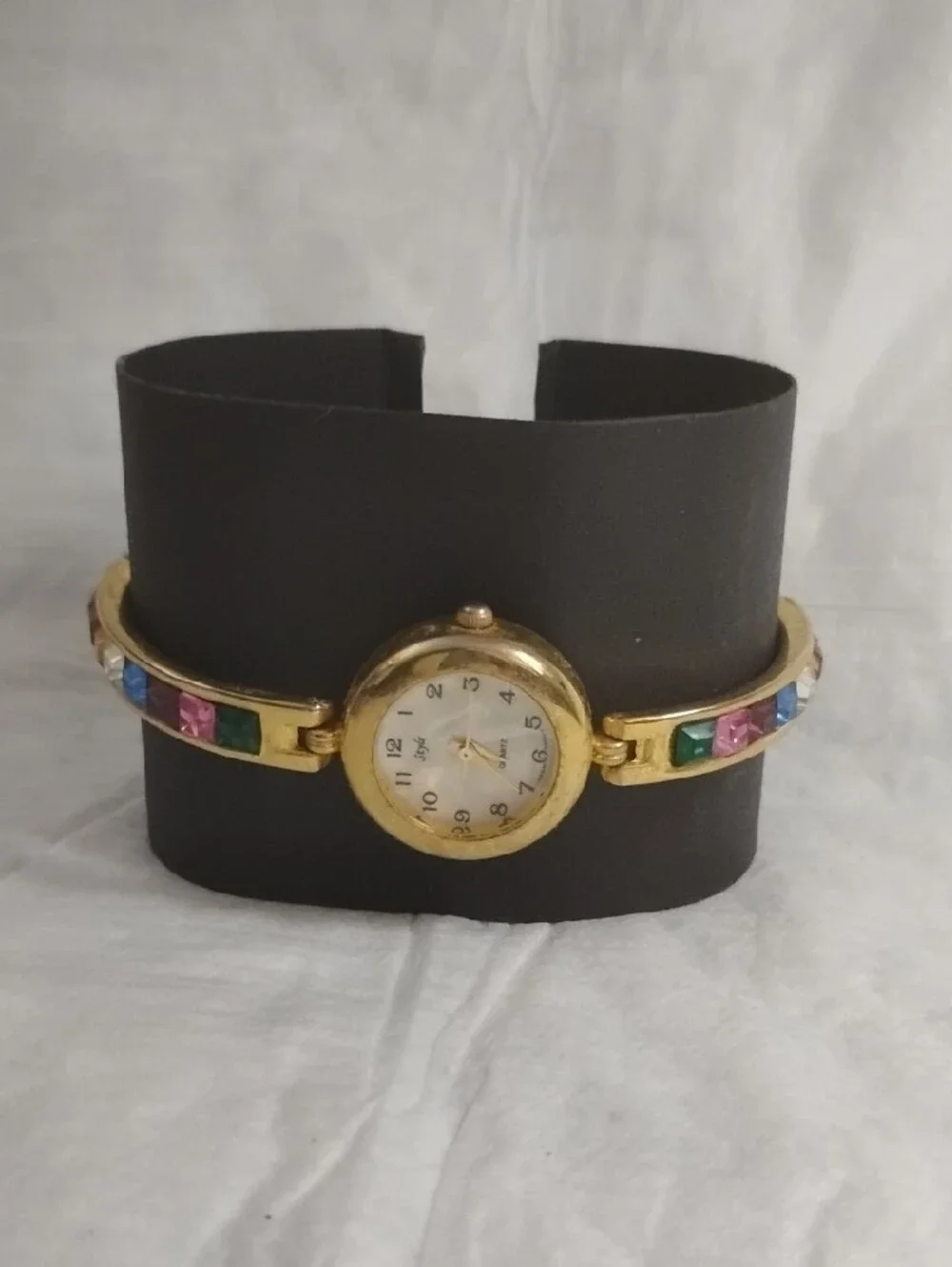 Style Bracelet Watch with Multicolor Gem Accents Size 7-3/4